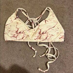 Marble Print Strappy Bikini Top